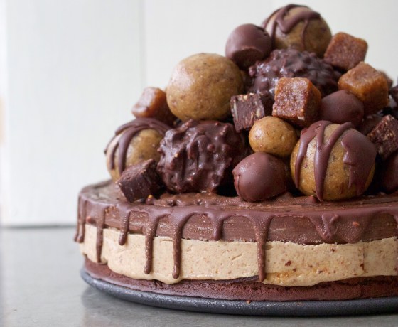 Peanut butter cup chocolate fudge brownie cake